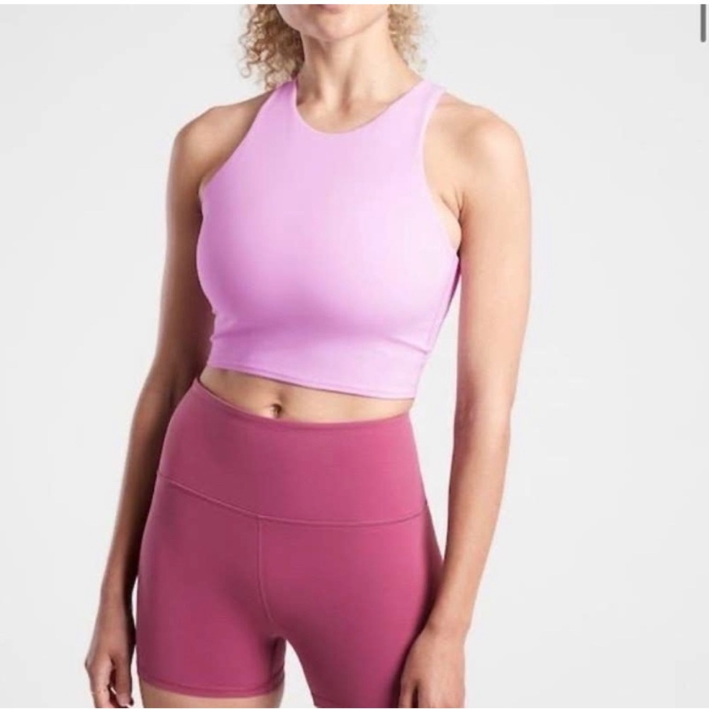 ATHLETA Conscious Crop Long Line Sports Bra Pink Medium M